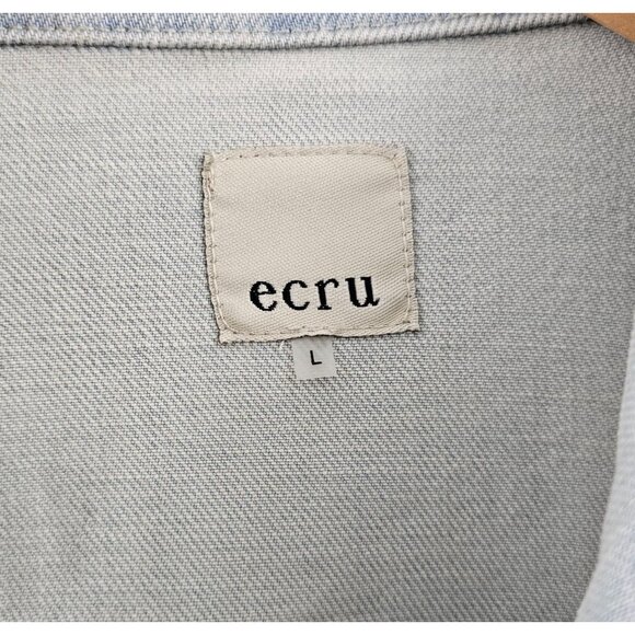 Ecru Denim Jacket Women Size L Light Wash Blue Stretch Fall Casual Layering Boho - Picture 3 of 13